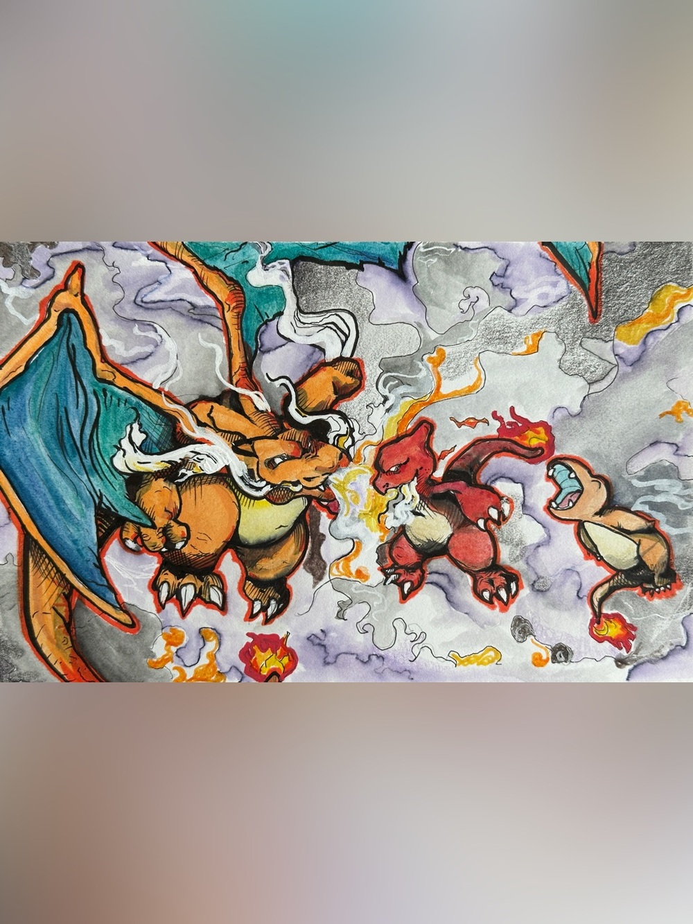 ‘FIRE evolution’PRINT. Watercolour, pencil, ink.